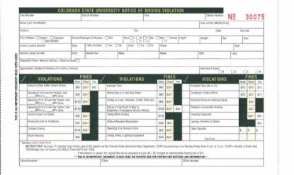 Picture of CSU Moving Violation - Motor Vehicle