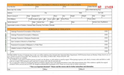 Picture of CSU Substance Abuse Violation